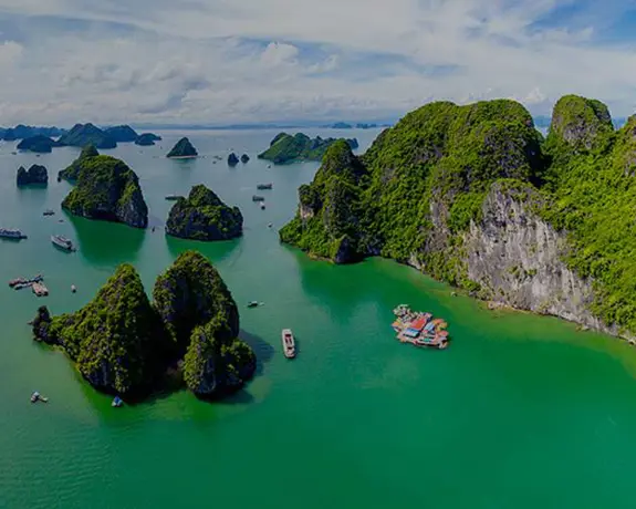 Tall cliffs in Halong Bay, Vietnam