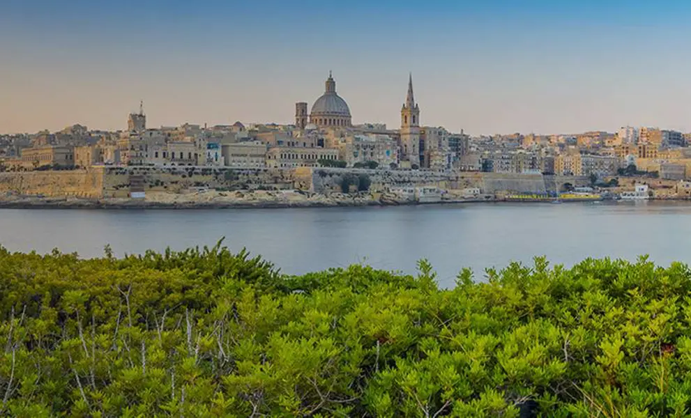 Wide angle view of a historical city in Malta